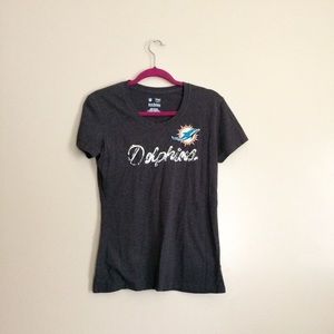 Gray Miami Dolphins NFL Sequin Short Sleeve Tee